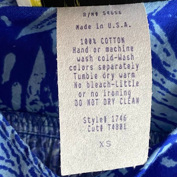 Vtg 80s 90s Two Potato Laguna Beach Midi Tiered Muumuu Dress XS Cotton Blue NOS - Picture 16 of 16